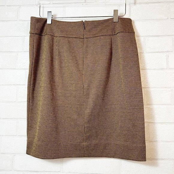 Halogen Camel Brown & Black Houndstooth Pencil Skirt Size 14 - Picture 6 of 6